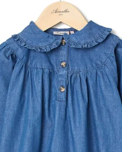 Acanthe Blouse plastron Denim Sale