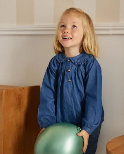 Acanthe Blouse plastron Denim Sale