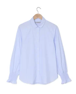 Acanthe Blouse poignets smockés fine rayure ciel finerayureciel Discount