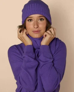 Acanthe Bonnet 100% cachemire Violet Hot