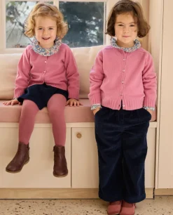 Acanthe Cardigan col rond 100% lambswool Rose Cheap