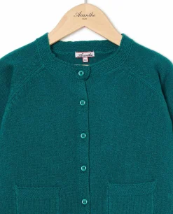 Acanthe Cardigan col rond 100% lambswool Vert Best