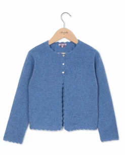 Acanthe Cardigan finition crochet 100% lambswool Bleu Online