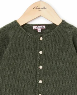 Acanthe Cardigan point mousse 100% lambswool Kaki Online