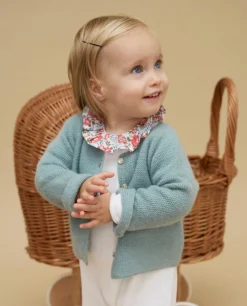 Acanthe Cardigan point mousse vert d'eau 100% lambswool vertd'eau Store