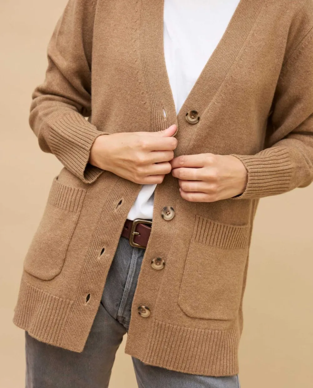 Acanthe Cardigan V 100% cachemire Camel Cheap