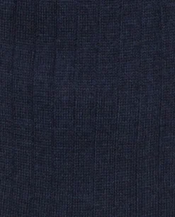 Acanthe Chaussettes merinos côtes plates longues Marine Best Sale