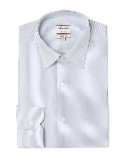 Acanthe Chemise ajustée col italien fines rayures bleu RayurebleuN17 Outlet