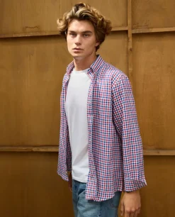 Acanthe Chemise flanelle col boutonné vichy bleu/rouge vichybleu/rouge Best