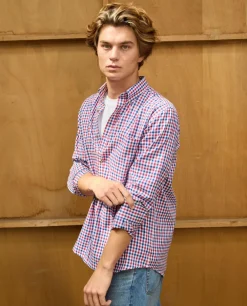 Acanthe Chemise flanelle col boutonné vichy bleu/rouge vichybleu/rouge Best