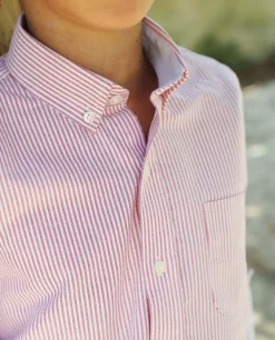 Acanthe Chemise manches longues oxford rayé rouge oxfordrayurerougeN9 Store