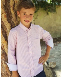 Acanthe Chemise manches longues oxford rayé rouge oxfordrayurerougeN9 Store