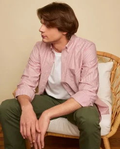 Acanthe Chemise regular col boutonné oxford rayé rouge OxfordrayérougeN9 Sale