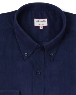 Acanthe Chemise velours col boutonné Marine Discount