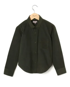 Acanthe Chemise velours manches longues Kaki Best Sale