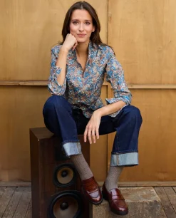 Acanthe Chemisier col et poignets à volants en tissu Liberty Margaret Annie LibertyMargaretAnnie Flash Sale