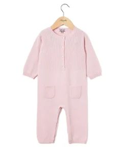 Acanthe Combinaison naissance côtes laine-cachemire rose pâle Rosepâle Hot