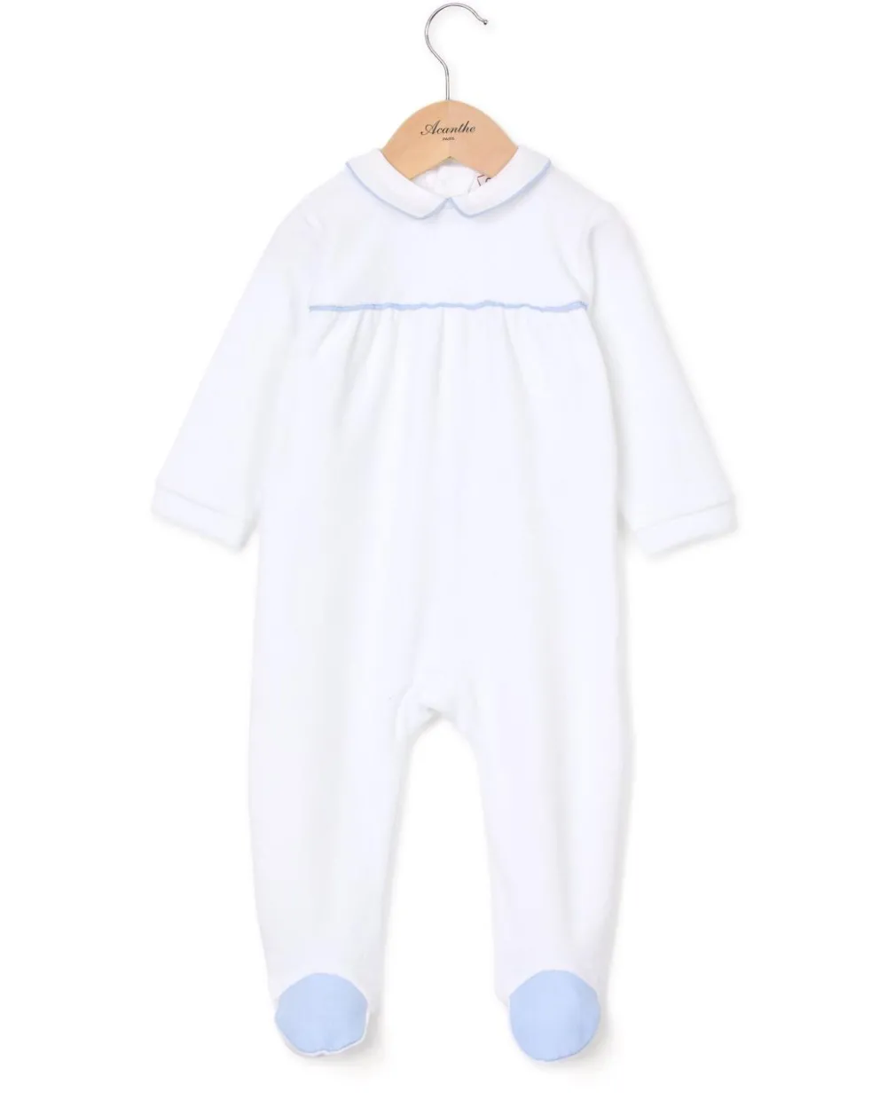 Acanthe Dors bien blanc col carré passepoil ciel Blancpassepoilciel Hot