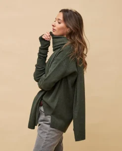 Acanthe Echarpe longue 100% cachemire Kaki Fashion