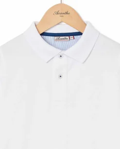 Acanthe Polo jersey manches longues Blanc Flash Sale
