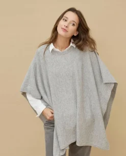 Acanthe Poncho col rond gris clair 100% cachemire Grisclair Best Sale
