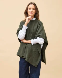 Acanthe Poncho col rond 100% cachemire Kaki Shop