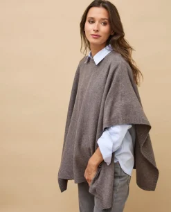 Acanthe Poncho col rond 100% cachemire Taupe Best Sale