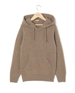 Acanthe Pull à capuche mérinos-cachemire Taupe Discount