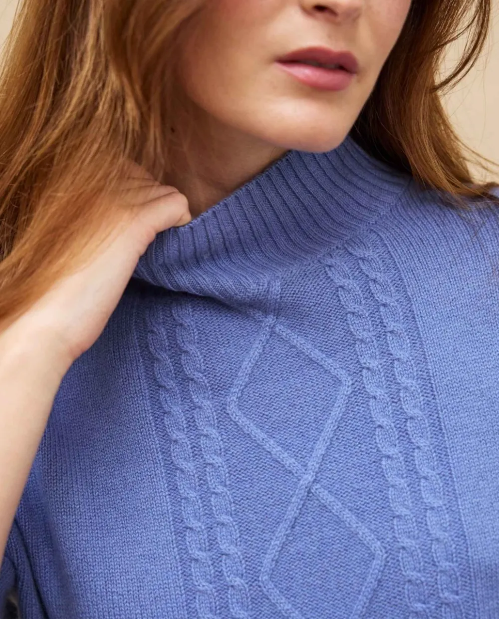 Acanthe Pull col montant torsade bleu lavande 100% cachemire bleulavande Shop