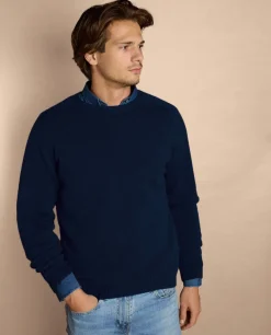 Acanthe Pull col rond mérinos-cachemire Marine Sale