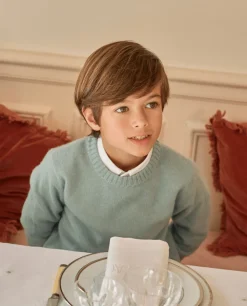 Acanthe Pull col rond vert d'eau 100% lambswool vertd'eau Sale