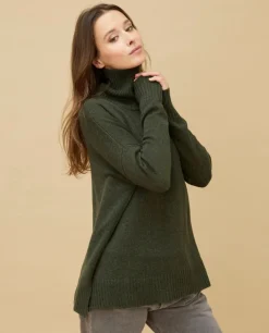Acanthe Pull col roulé ample 100% cachemire Kaki Sale
