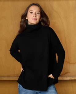 Acanthe Pull col roulé ample 100% cachemire Noir Store