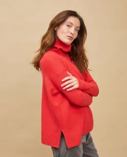 Acanthe Pull col roulé ample 100% cachemire Orange Best Sale