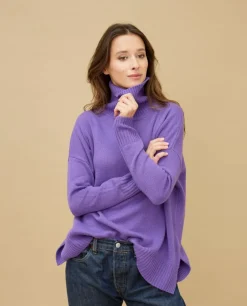 Acanthe Pull col roulé ample 100% cachemire Violet Best Sale