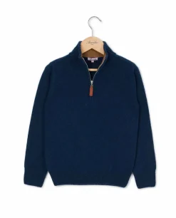 Acanthe Pull col zippé marine clair 100% lambswool marineclair Clearance