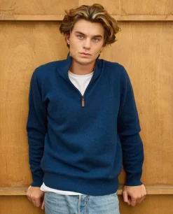 Acanthe Pull col zippé marine clair 100% lambswool marineclair Store