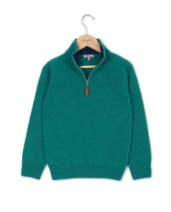 Acanthe Pull col zippé 100% lambswool Vert Shop