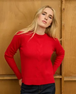 Acanthe Pull court torsade 100% cachemire Rouge Shop