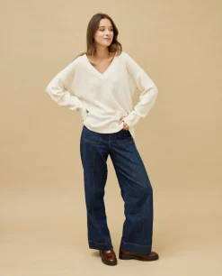 Acanthe Pull loose V croisé écru100% cachemire Ecru Fashion