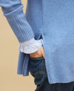 Acanthe Pull zips côtés bleu chiné 100% cachemire bleuchiné Fashion