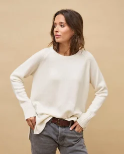 Acanthe Pull zips côtés écru 100% cachemire Ecru Fashion