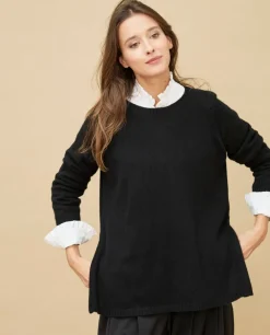 Acanthe Pull zips côtés 100% cachemire Noir Cheap