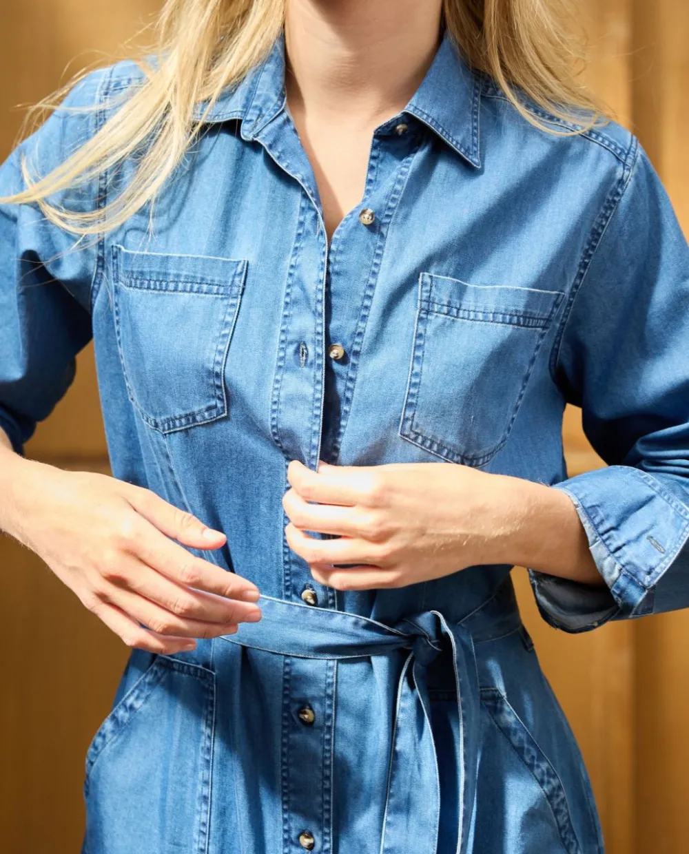 Acanthe Robe mi-longue en Denim Outlet