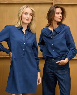 Acanthe Robe évasée velours Indigo Discount