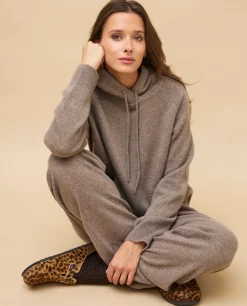 Acanthe Sweat capuche 100% cachemire Taupe New