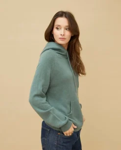 Acanthe Sweat capuche vert mousse 100% cachemire vertmousse Best Sale