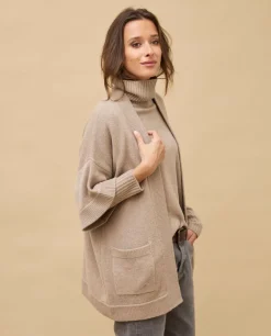 Acanthe Veste kimono 100% cachemire Beige Discount