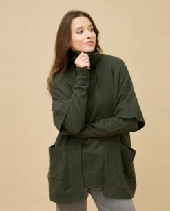 Acanthe Veste kimono 100% cachemire Kaki Cheap