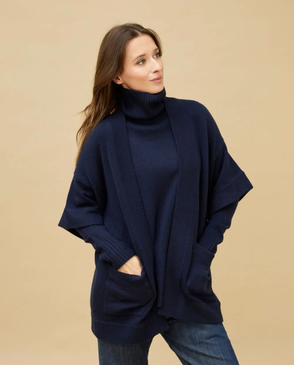 Acanthe Veste kimono 100% cachemire Marine Best Sale